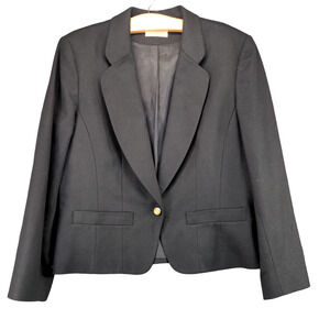 Pendleton Women's Blazer Jacket Black 12 Wool Notched Lapel Lined Vintage USA